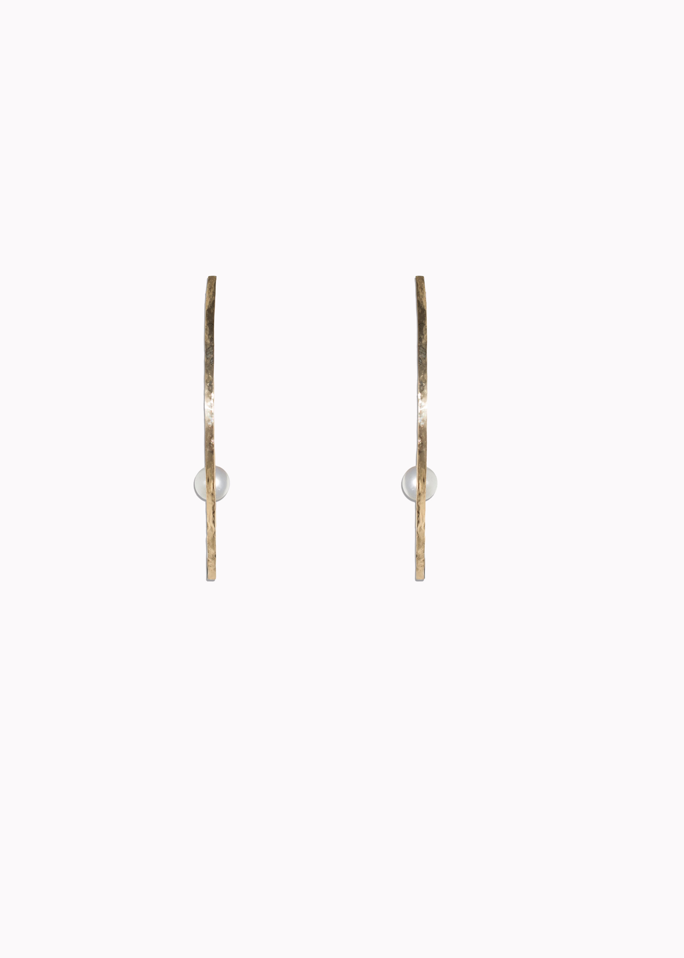 Curved Pearl Textured Earrings 9ct Gold