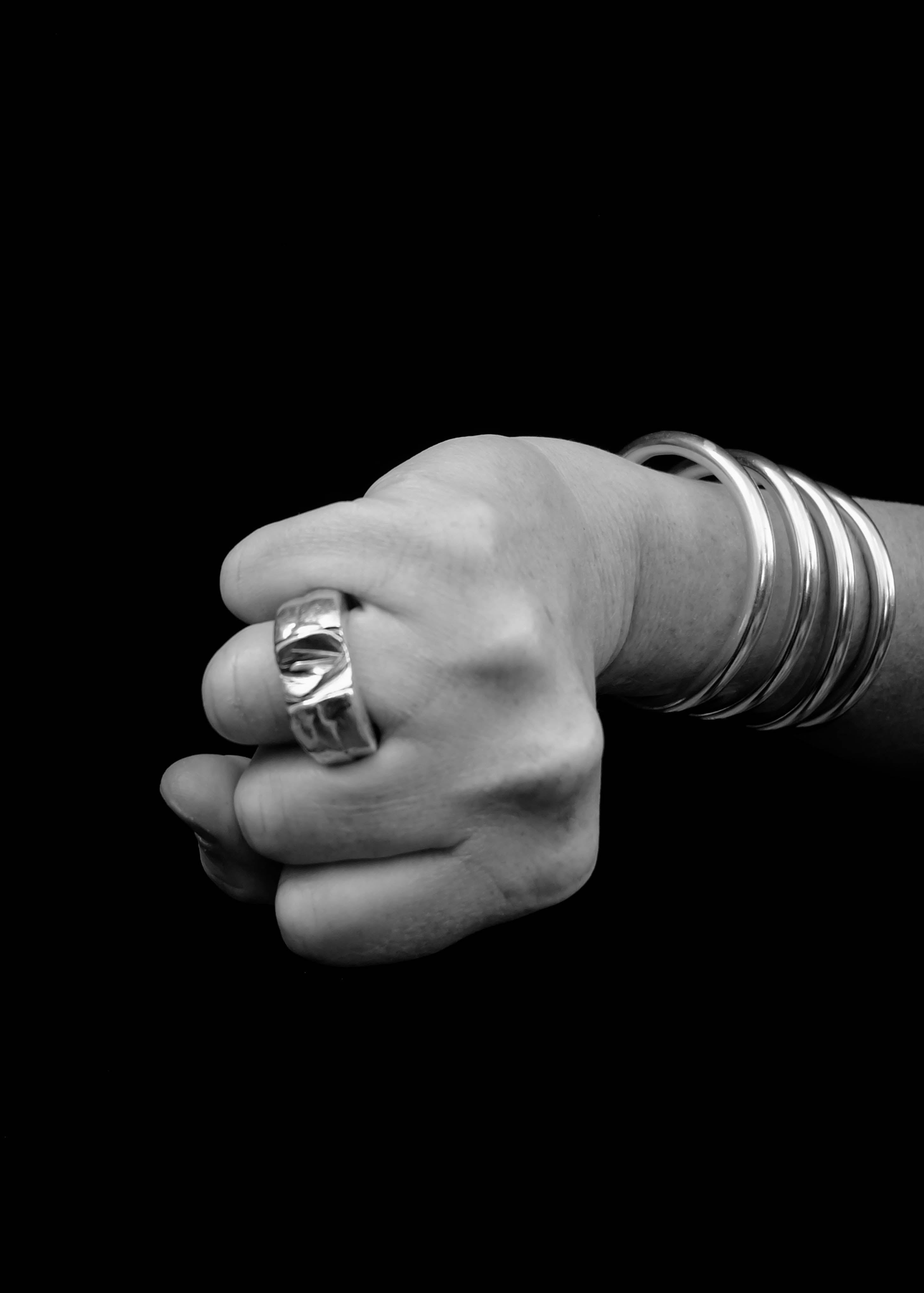 Rugged Recessed Ring Sterling Silver