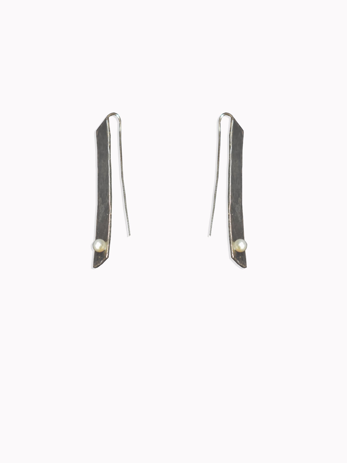 Textured Oblong Pearl Earrings Sterling Silver