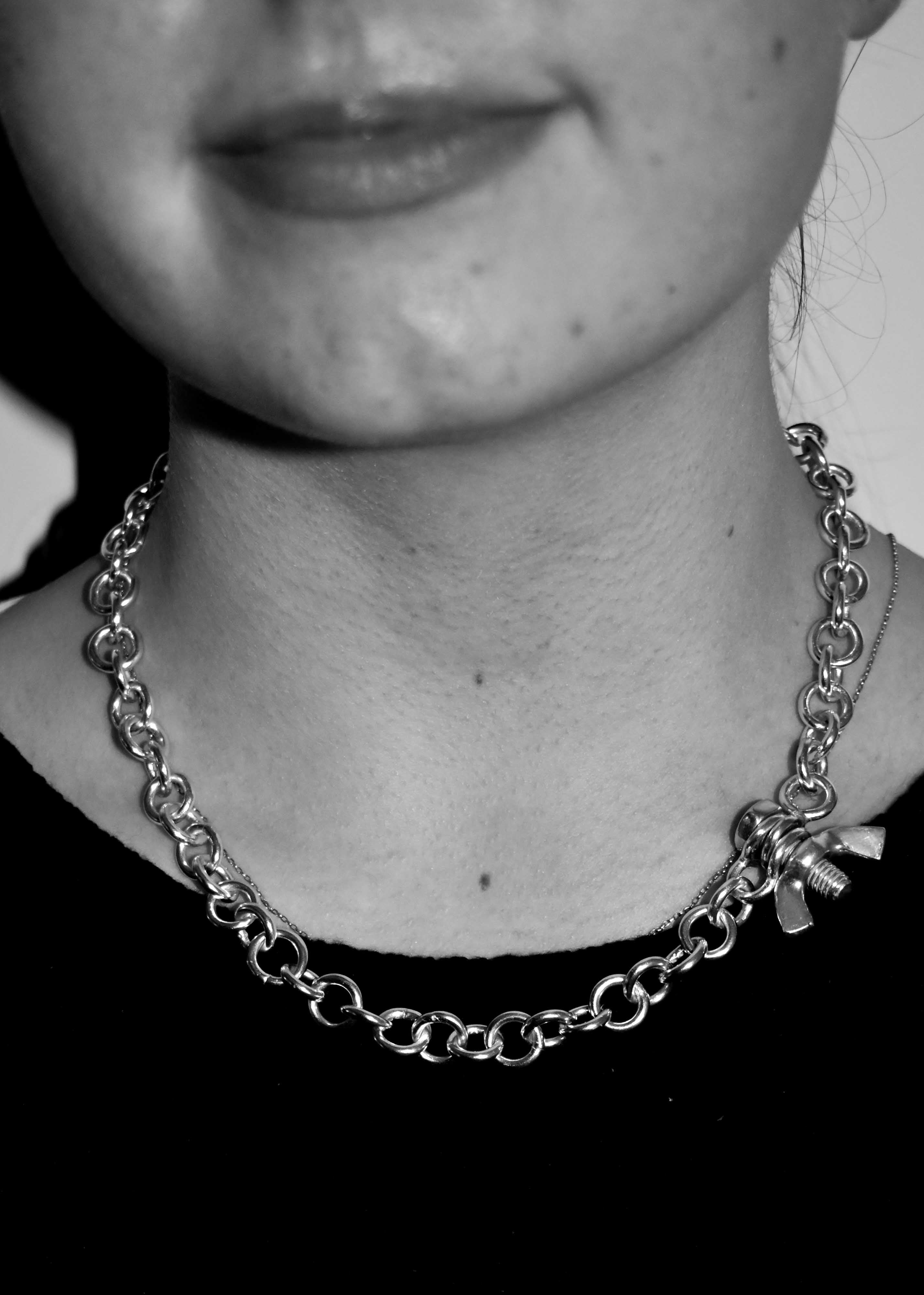 Bolt Chunky Chain Necklace Polished Sterling Silver