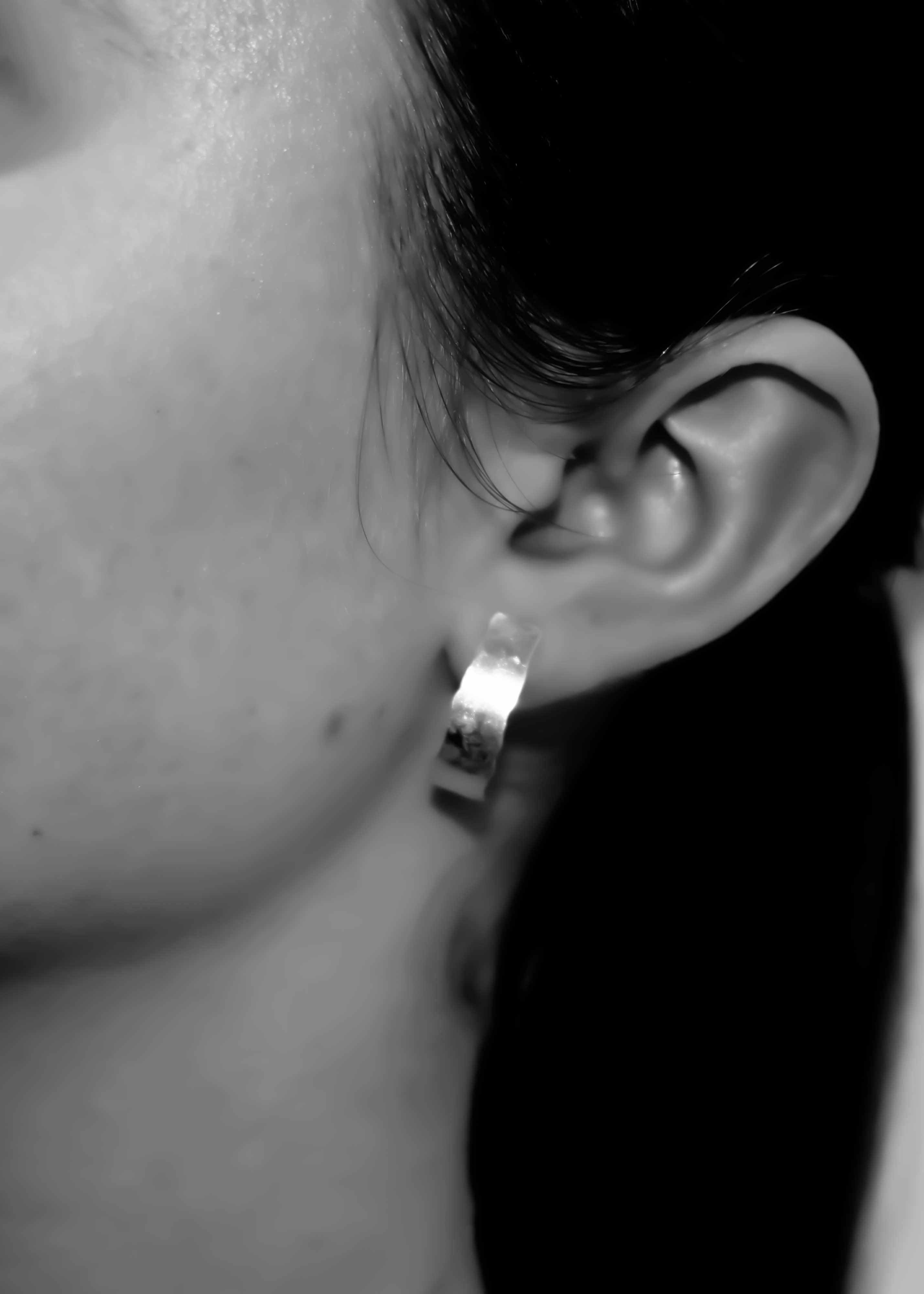 Half Hoop Textured  Earrings Sterling Silver