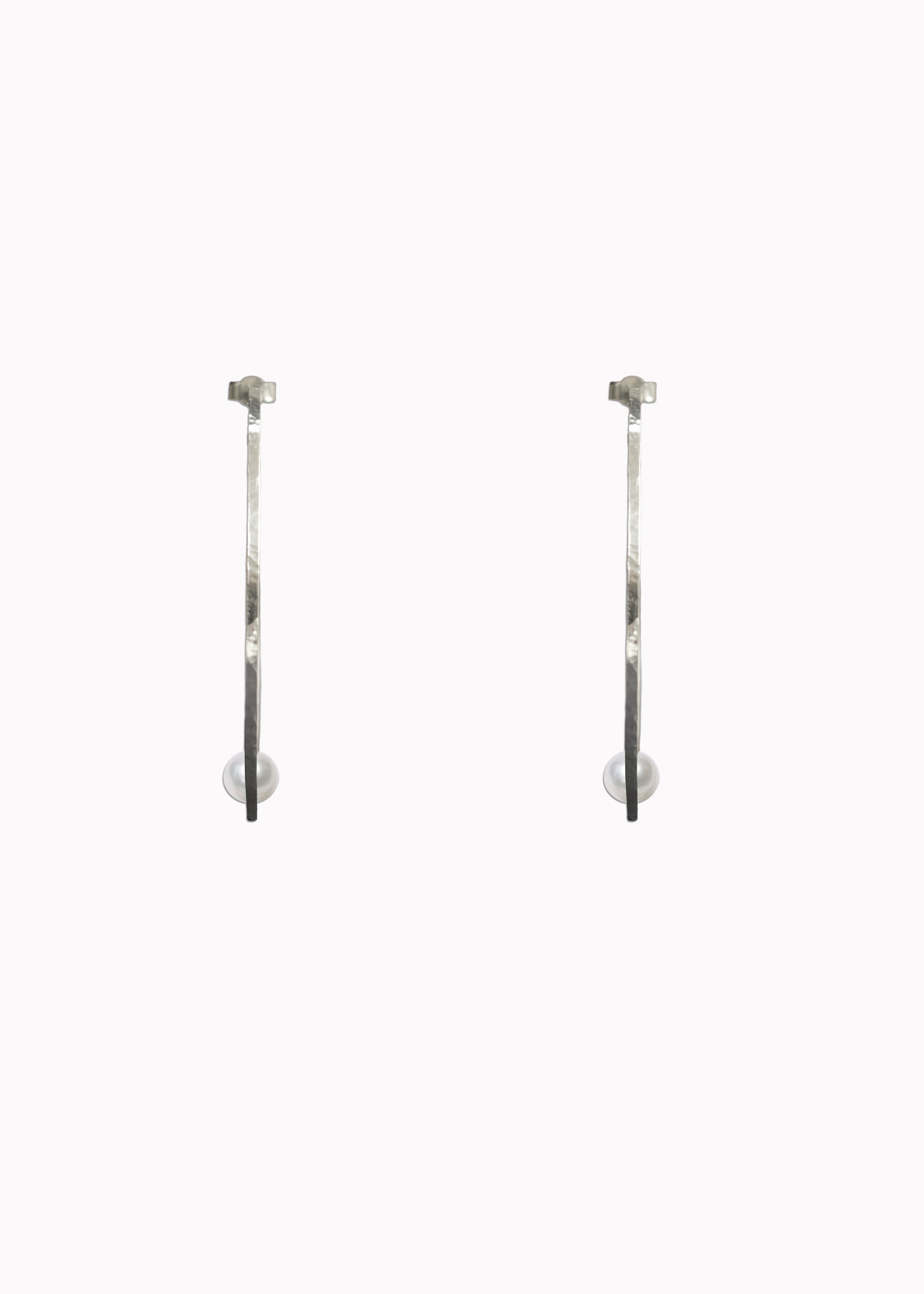 Hoop Pearl Textured Earrings Sterling Silver