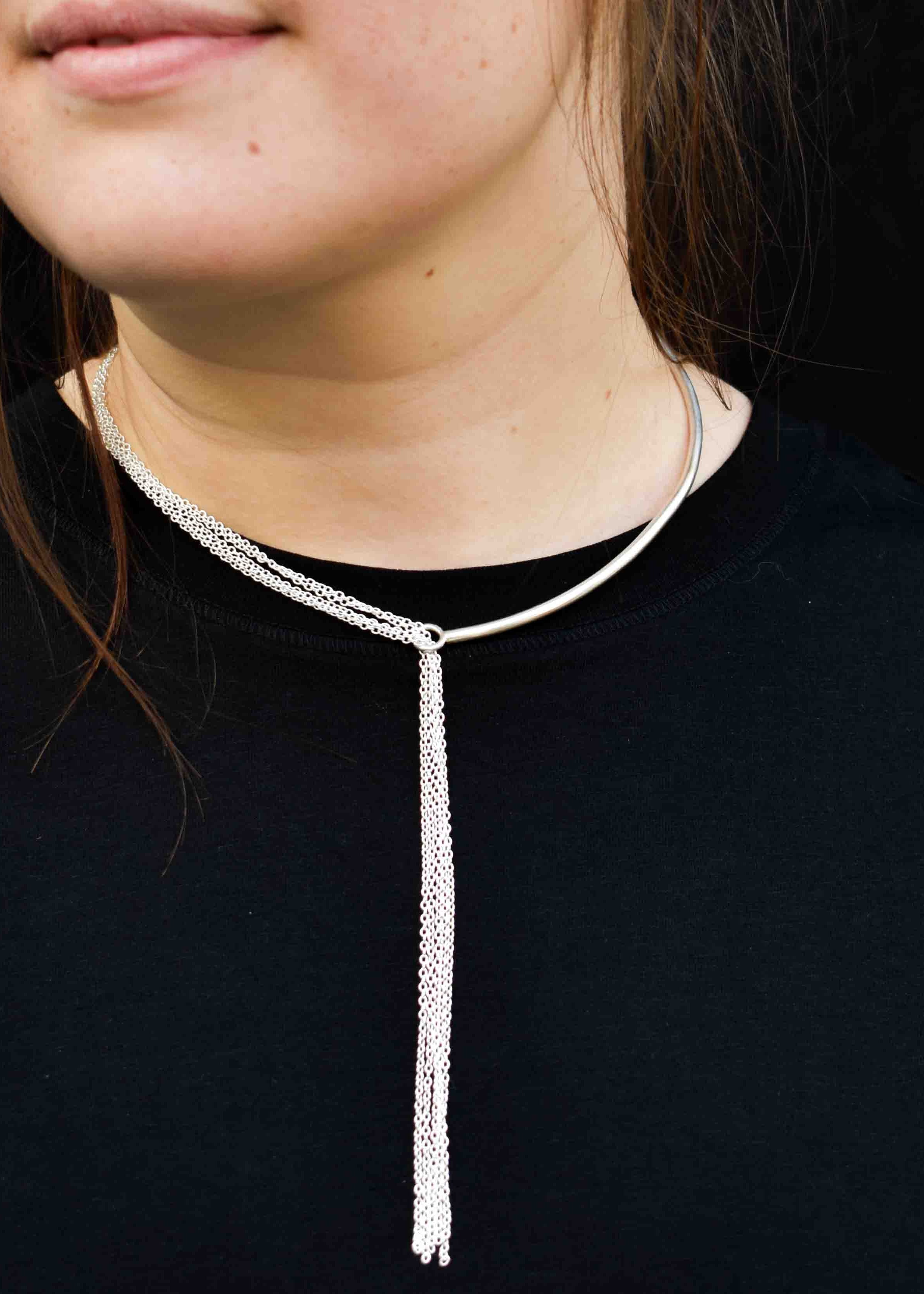 Thread Through Necklace Sterling Silver