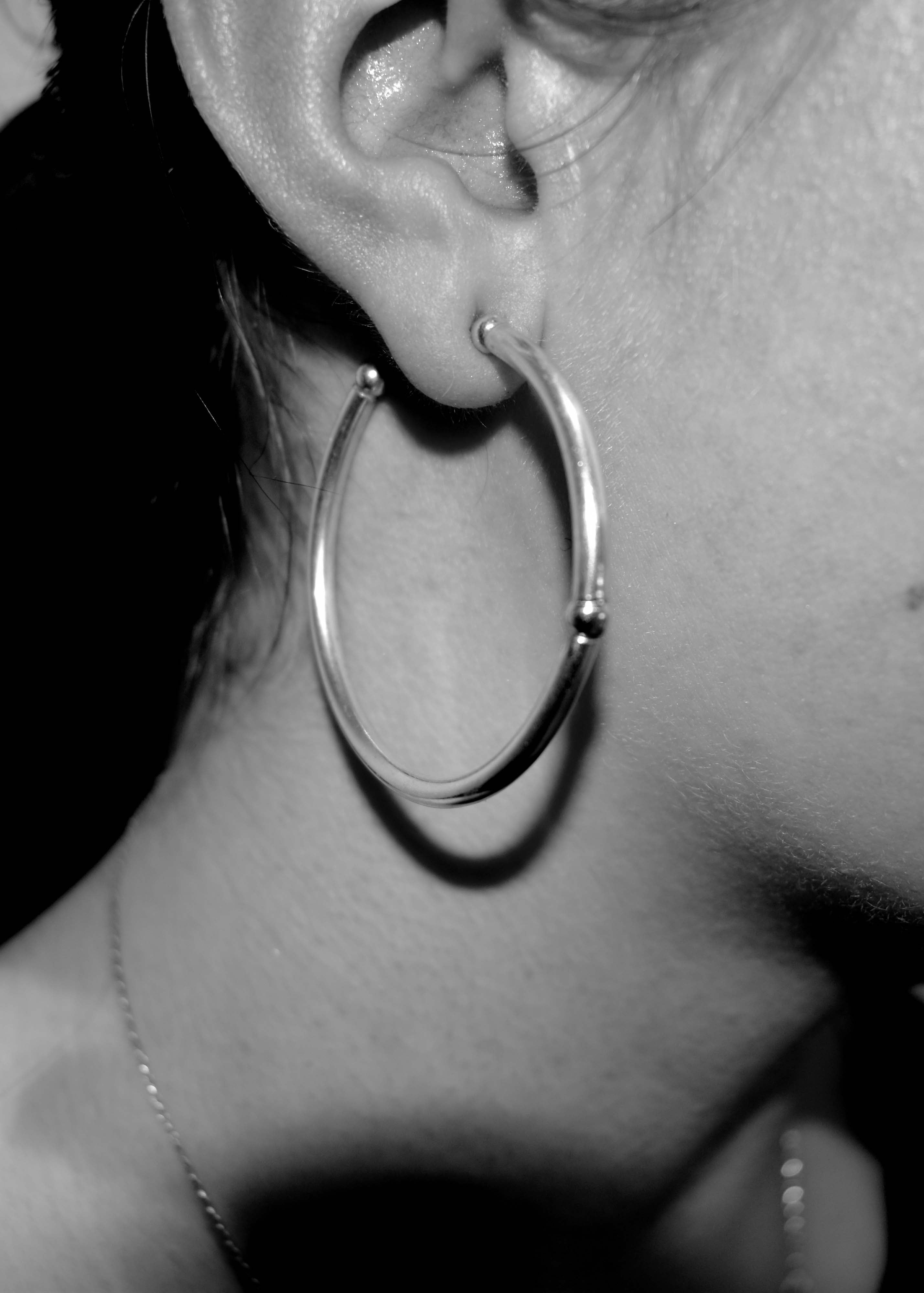 Bobble Hoop Earrings Sterling Silver 9ct Gold