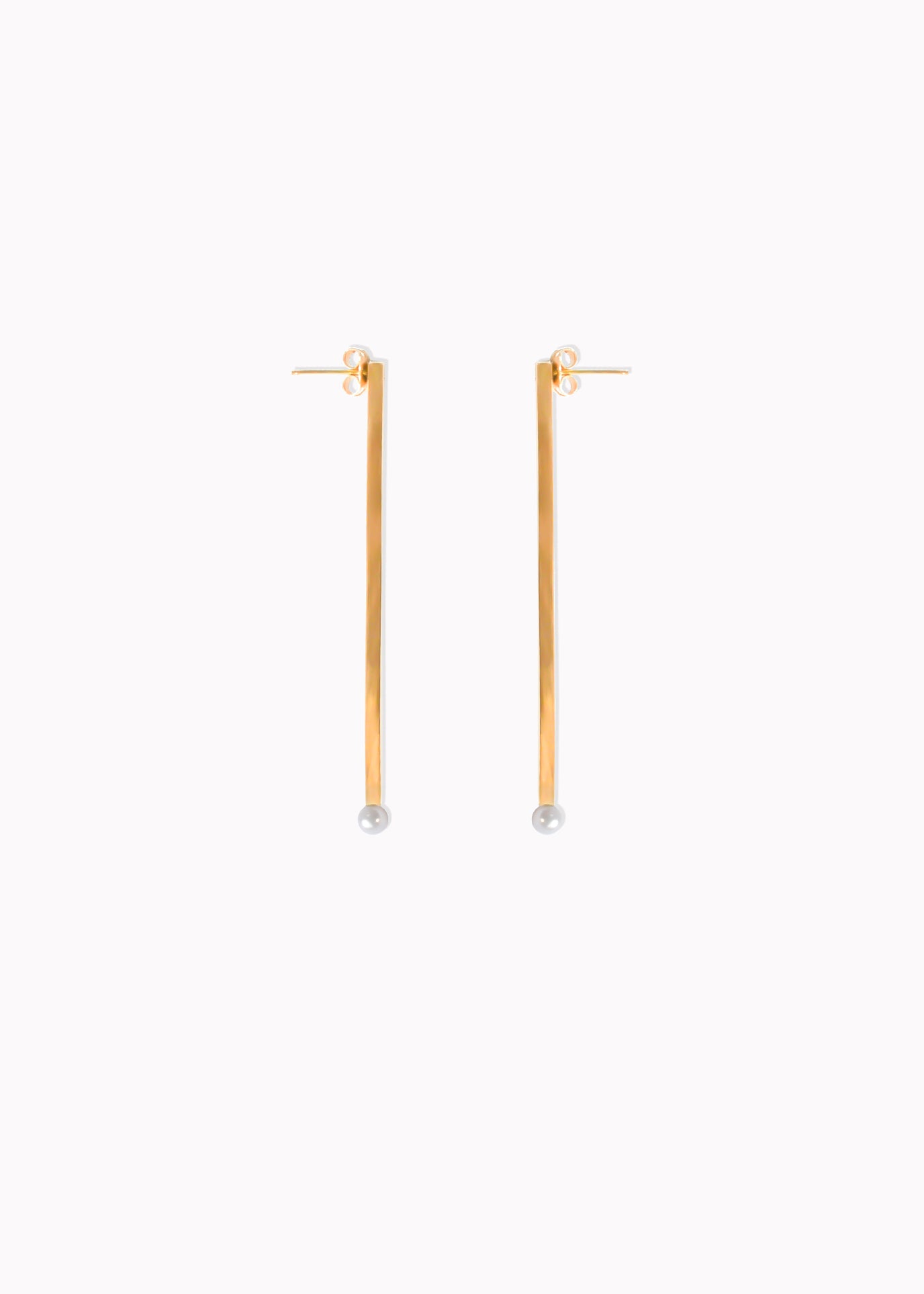 Vertical Bar Pearl Earrings 9ct Gold