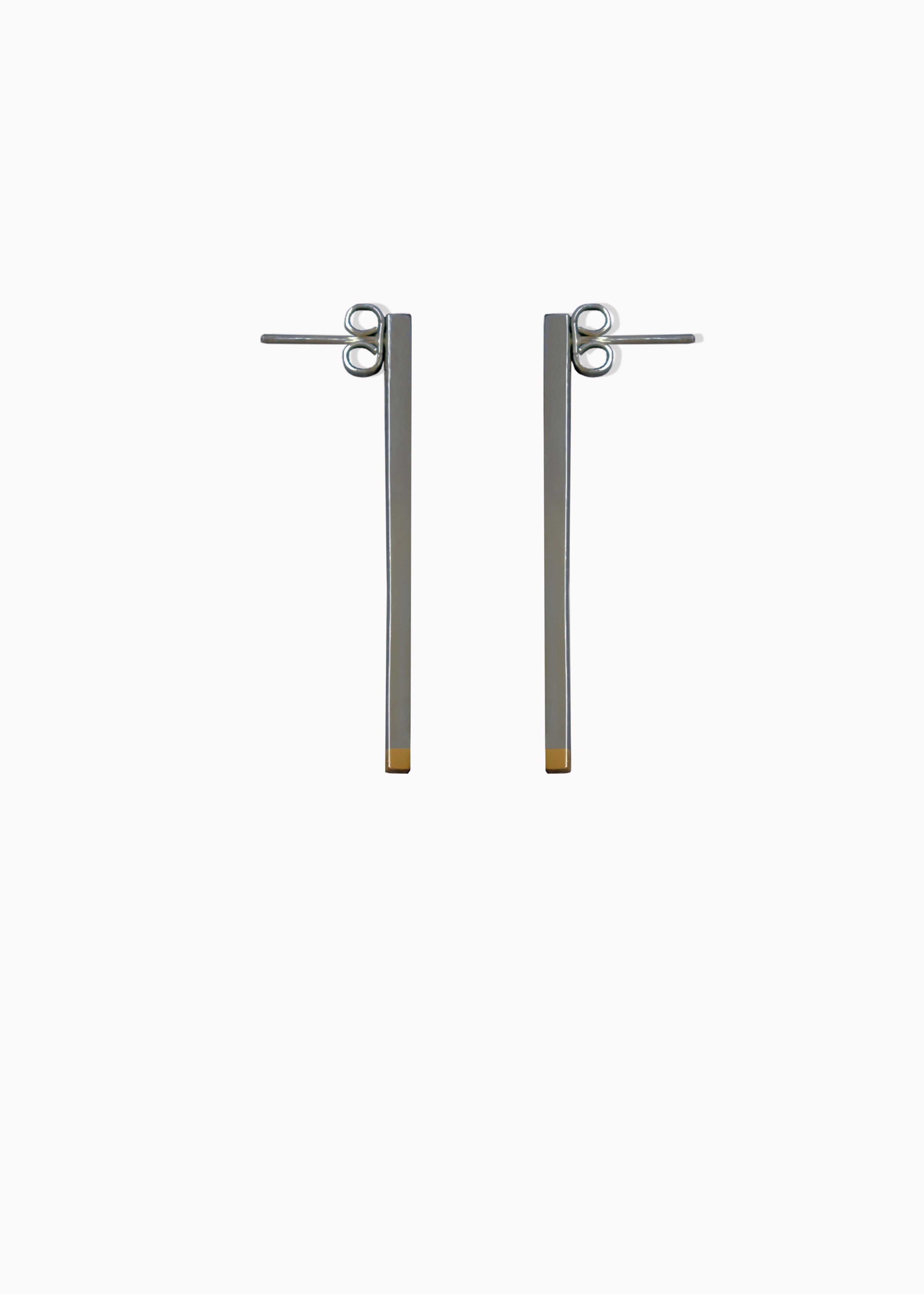 Vertical Bar Tip Earrings Sterling Silver & 9ct Gold